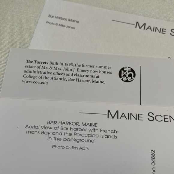 Set of 3 post cards unused new travel Maine Bar Harbor the Turrets - Picture 6 of 7